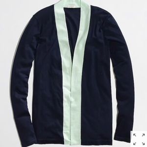 J. Crew Always Cardigan in Navy/Mint Colorblock